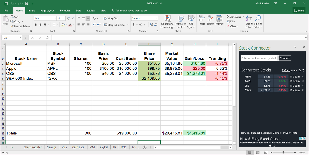 excel for mac 2011 stock quote